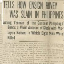 Military Funeral for Ensign Hovey U.S.N [newspaper article]
Tells How Ensi